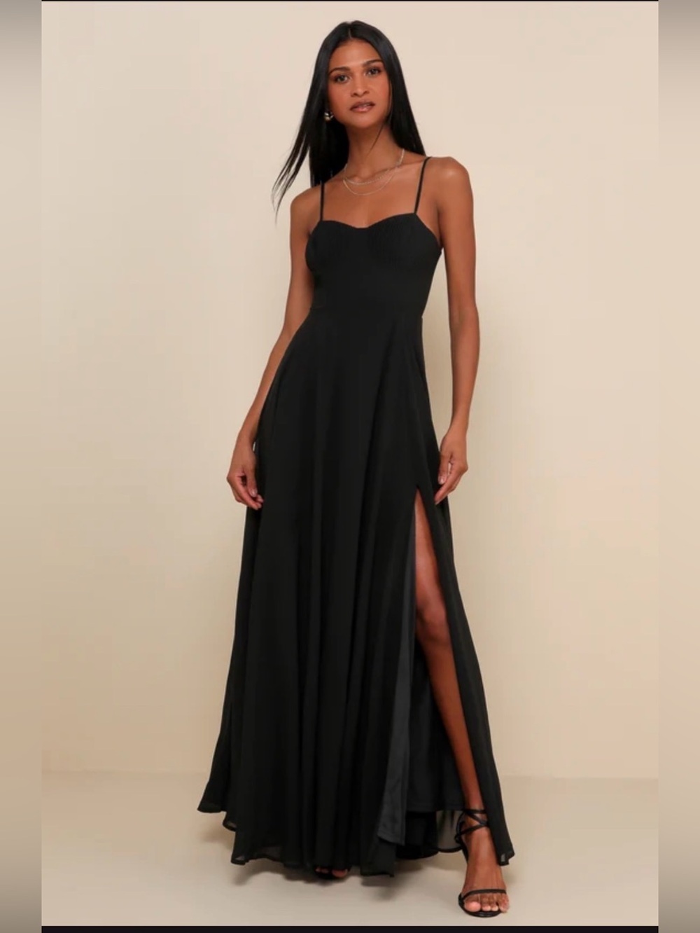 Lulu’s Cause for Commotion Black Pleated Bustier Dress. Size L